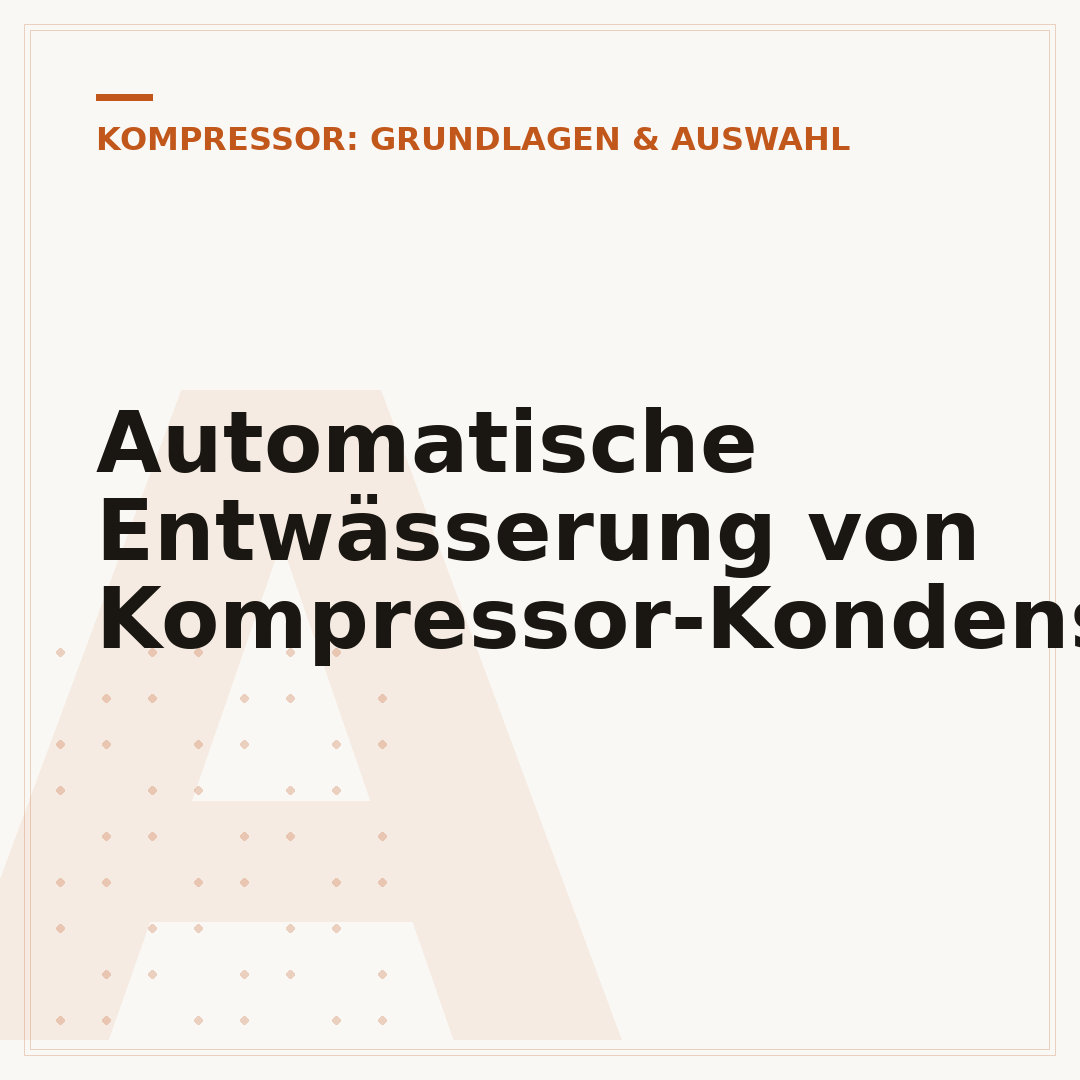 Automatische Entwässerung von Kompressor-Kondensat
