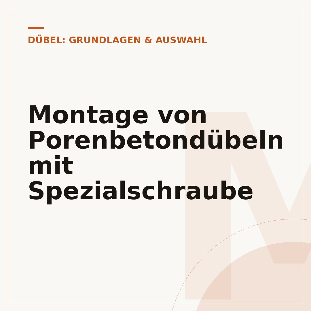 Montage von Porenbetondübeln mit Spezialschraube
