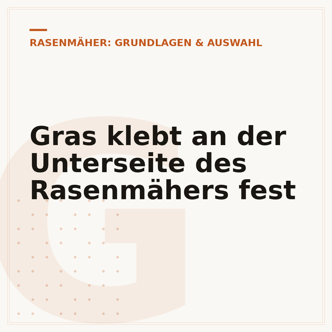 Gras klebt an der Unterseite des Rasenmähers fest