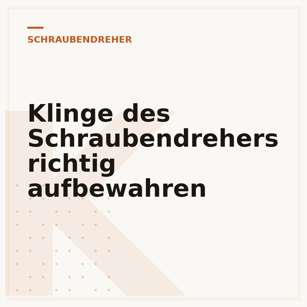 Klinge des Schraubendrehers richtig aufbewahren
