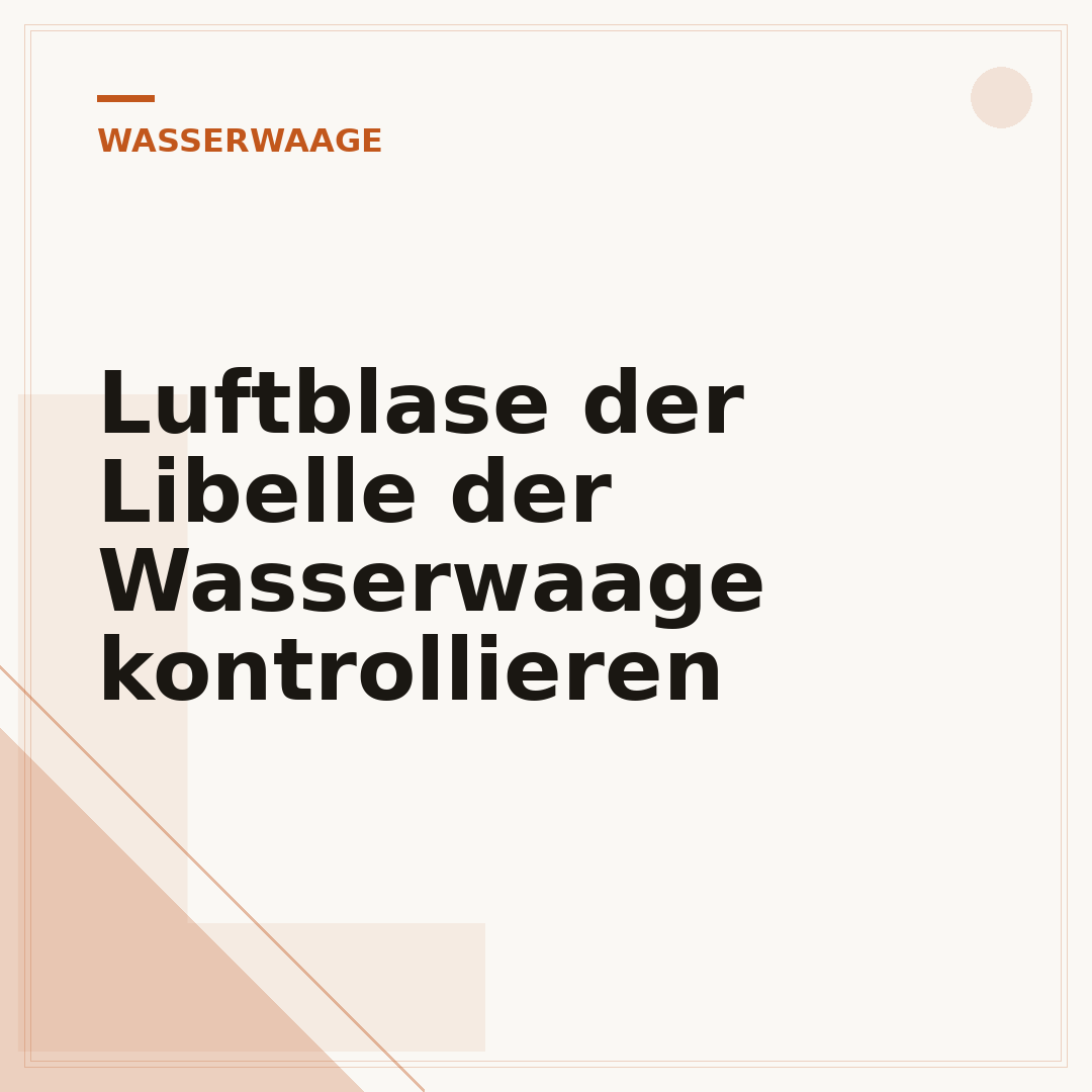 Luftblase der Libelle der Wasserwaage kontrollieren