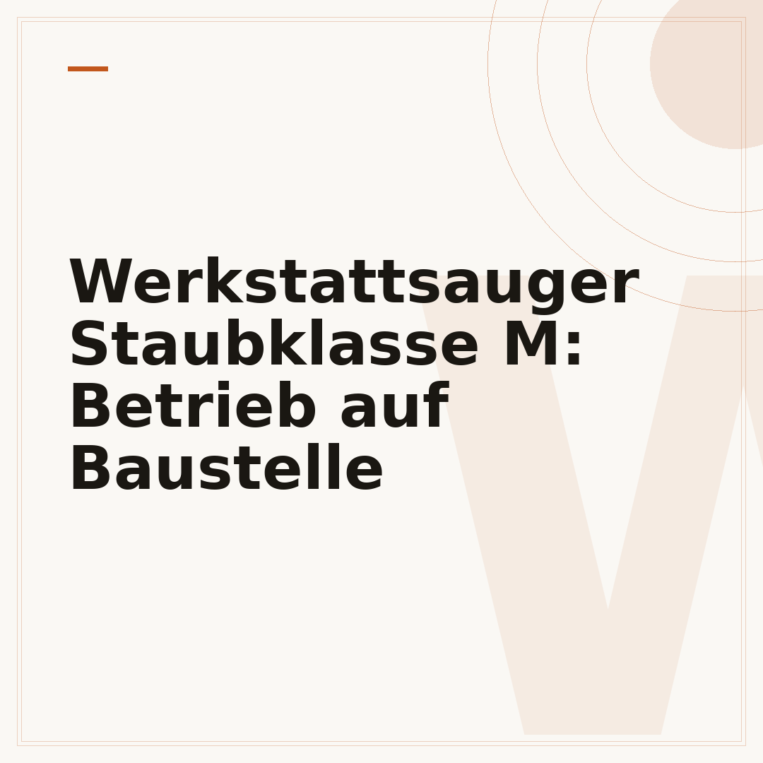 Werkstattsauger Staubklasse M: Betrieb auf Baustelle